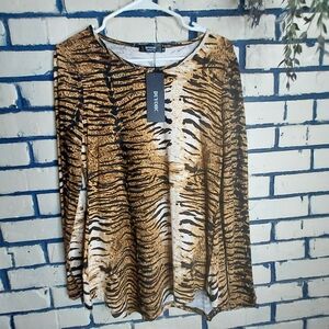 Duyohc tiger print long sleeve top